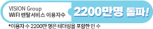 VISION Group WiFi 렌탈서비스 이용자 수 1900만명 돌파! *이용자수 1900만 명은 테더링을 포함한 인수