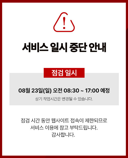 점검안내 팝업