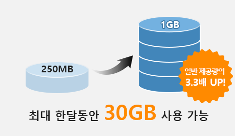 최대 한달동안 30GB 사용 가능